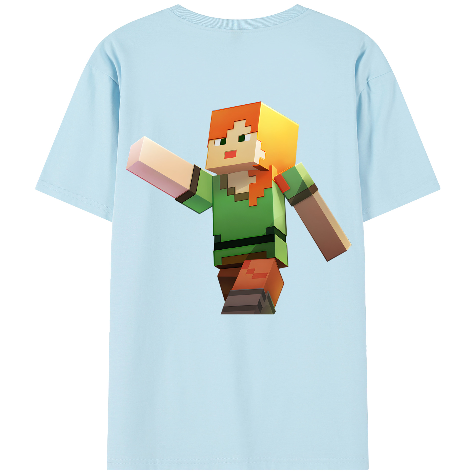 （画像用） マインクラフト ブロックの世界 Minecraft MC Block world 綿100％半袖Tシャツ（背面プリント）